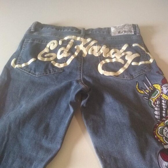 Y2K Ed Hardy Womens Flare Leg New York Jeans Sz 30 new with tags - Picture 4 of 7
